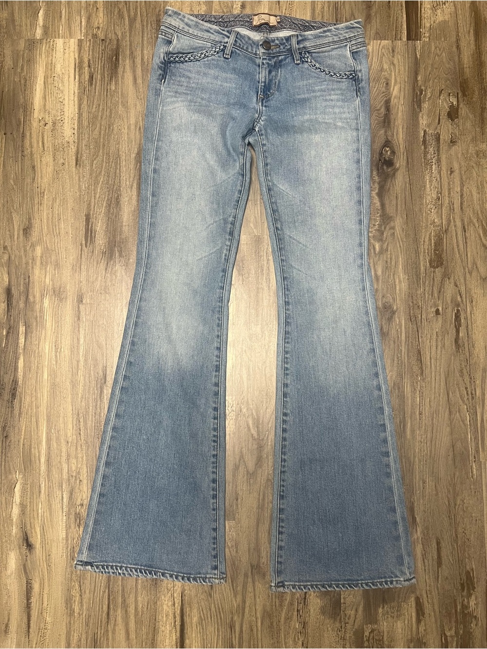 Vintage PAIGE Atwater Low Rise Flare Jeans Braided Y2K Boho 28 x 34